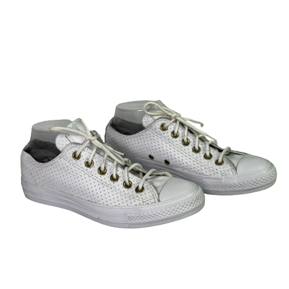 Converse Shoes Mens 6 Womens 8 Casual Sneaker White Leather Perforated 151250C